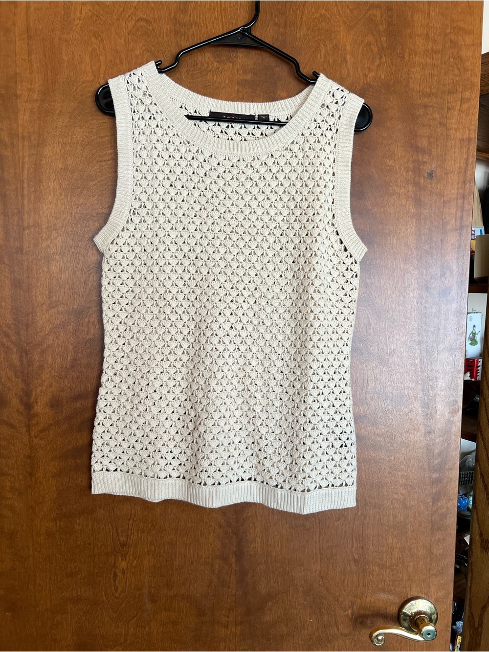 Fever Cream Openwork Crochet Tank Top